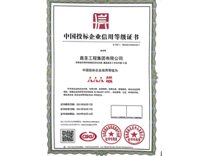 中國(guó)投標(biāo)企業(yè)信用等級(jí)證書
